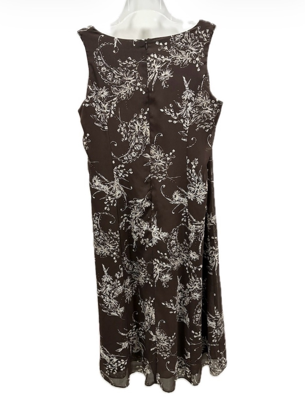 Studio I Brown Floral Sleeveless Midi Dress Size 12 - Picture 2 of 4